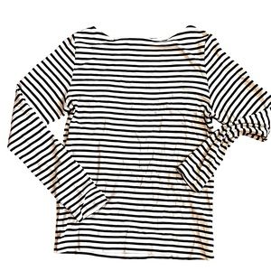 B&W Striped Gap XL Tall Ballet Bateau Boat Neck Long Sleeve Tee Modal/Cotton